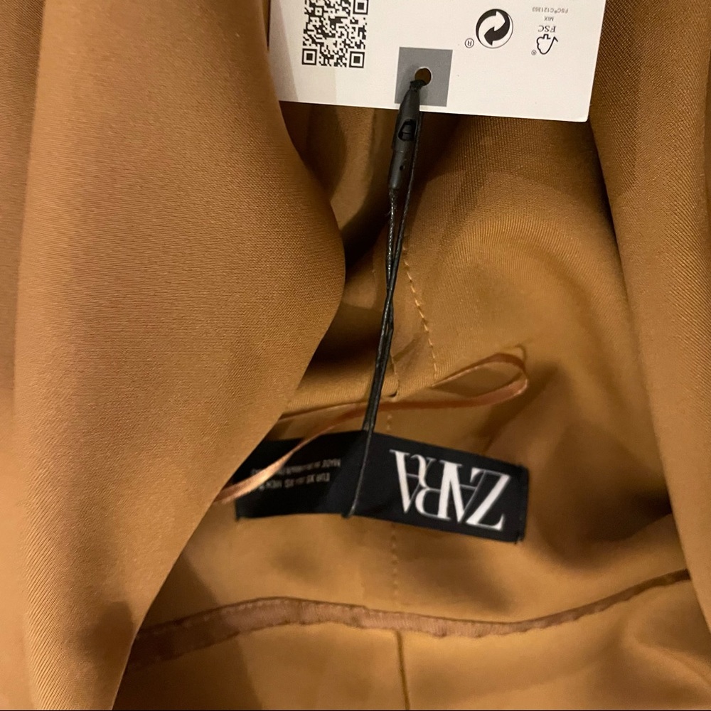 Zara patchwork jacket with tie size XS NWT brown - Picture 16 of 16